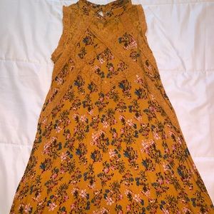 Beautees mustard color dress with flower prints